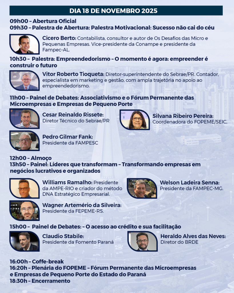 Lançadas as programações oficiais da xx convenção nacional da micro e pequena empresa e xvii encontro sul-sudeste 3 Programacao e palestrantes 03